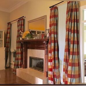 Custom Silk Dupioni Plaid Drapes Lined 46”X108” (6 Drapes available)